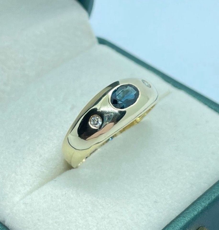 Hochwertiger Diamant Saphire Ring in 333 8 Karat Gelbgold in Rostock