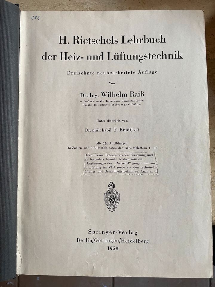 Heiz-und Lüftungstechnik Lehrbuch von 1958 in Berlin