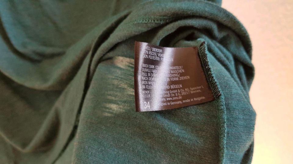 Shirt ZERO 34 kurzarm grün überschnittene Ärmel, fließend in Brake (Unterweser)