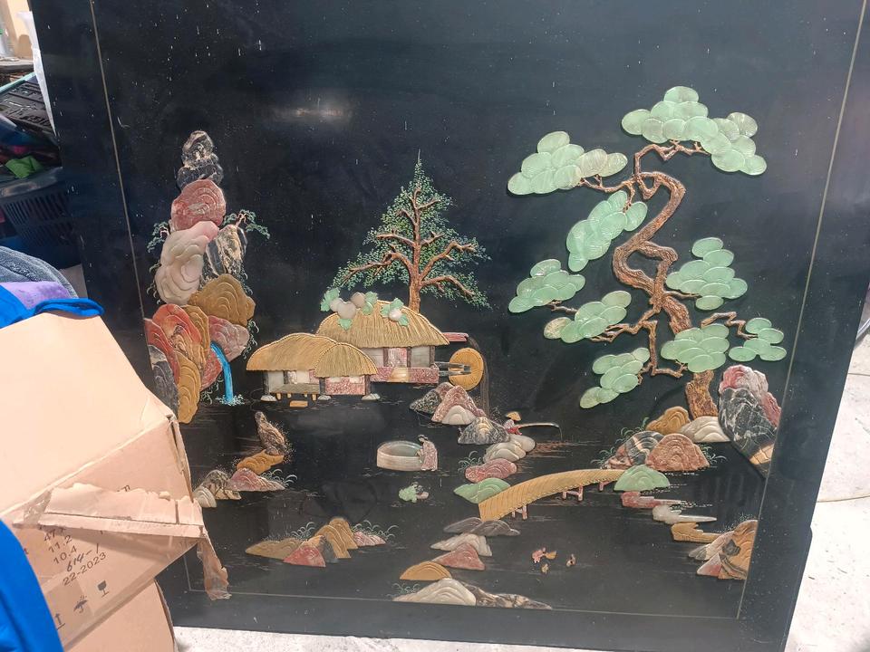 Trennwand Kunst Raumteiler Asien Holz Stein original Einzelstück in Kamp-Lintfort