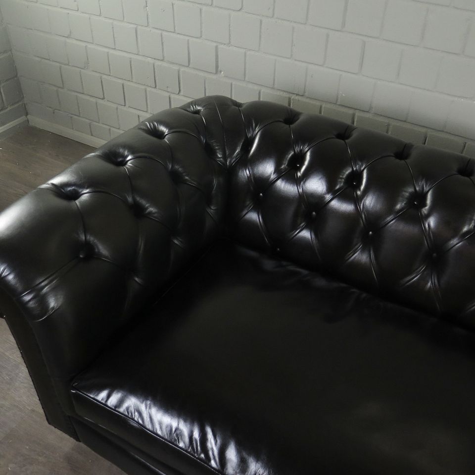 20913 Chesterfield Sofa Couch Leder Schwarz 2.40 m in München