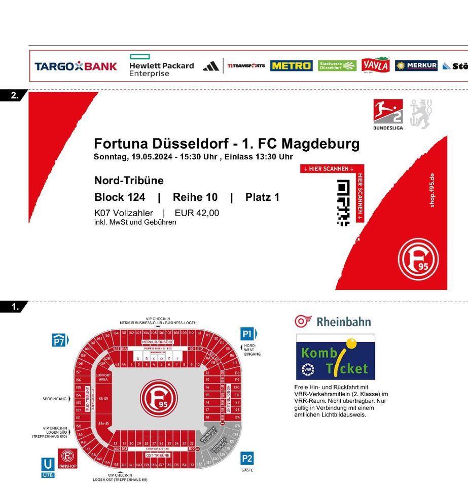 Fortuna Düsseldorf - Magdeburg  2 Tickets in Düsseldorf