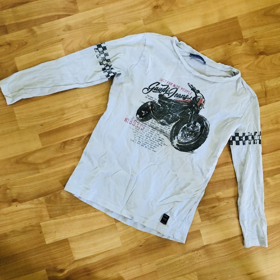 Langarm Longsleeve Long Shirt weiß 128 Motorrad Rennen von Gaudi in Berlin