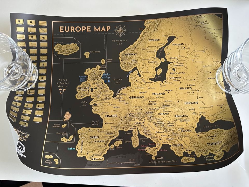 2 x Weltkarte scratch off schwarz gold aufkratzen Europa in Sachsenheim