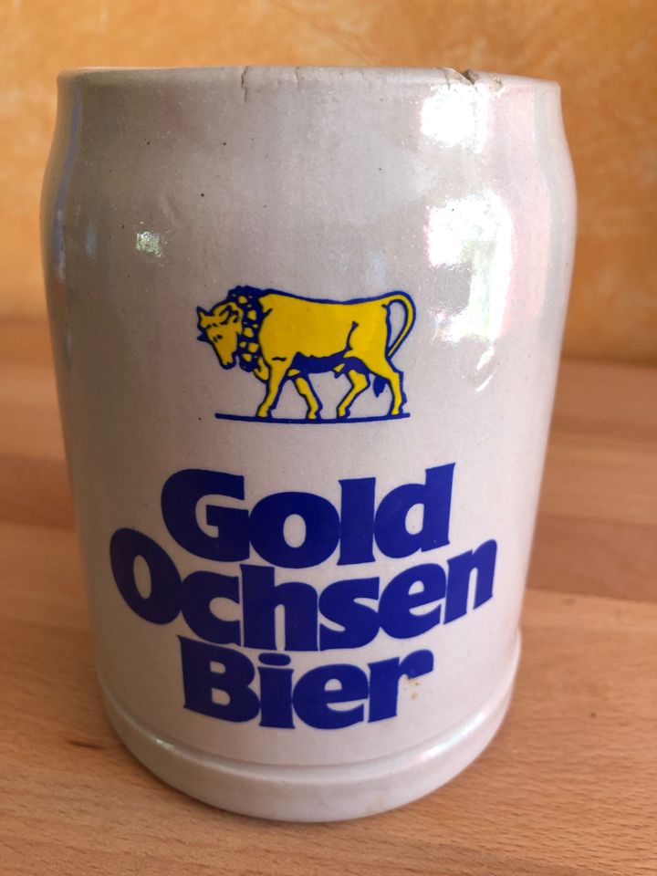 052 Bierkrüge Gold Ochsen,Dinkelacker,Quenzer Bräu ,Löwen usw in Oberboihingen