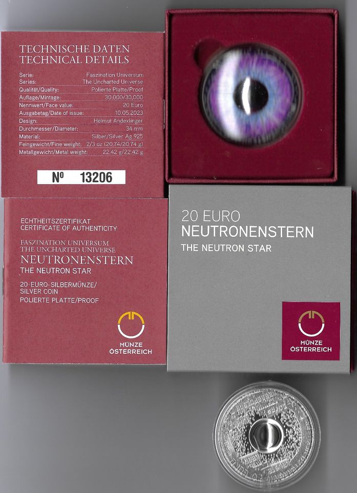 Österreich 2023 20 Euro Neutronenstern Silber PP (Proof) in Kamp-Lintfort