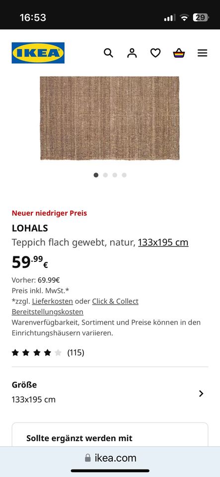 Sisalteppich Lohals  IKEA für draußen zu verschenken in Hilchenbach