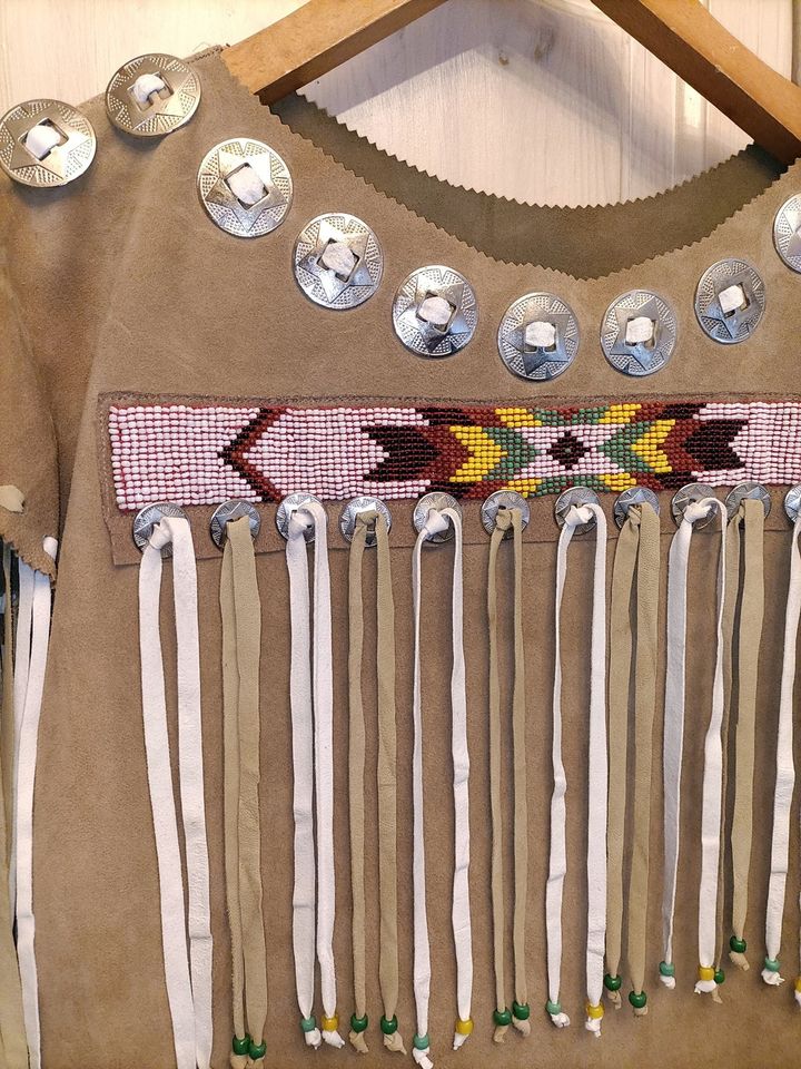 Indianer Lederkleid UNIKAT handgefertigt NEU Kleid hochwertig in Erfde