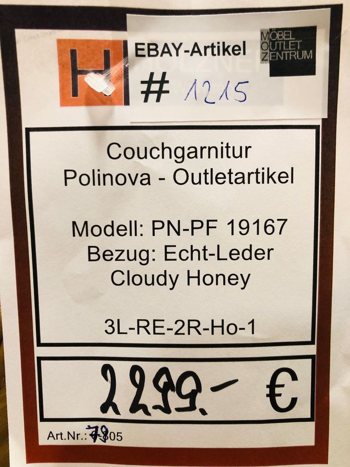 Couchgarnitur + Hocker Echt Leder honey Honiggelb (#1215) in Altdorf