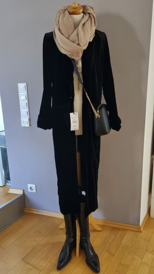 *ZARA* langer Samtmantel Mantel Samt Schwarz S 36 NP 119€ NEU! in Ingolstadt