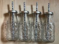 Glas Trinkflaschen 4er Set mit Verschluß und Trinkhalm gemustert Bayern - Regensburg Vorschau