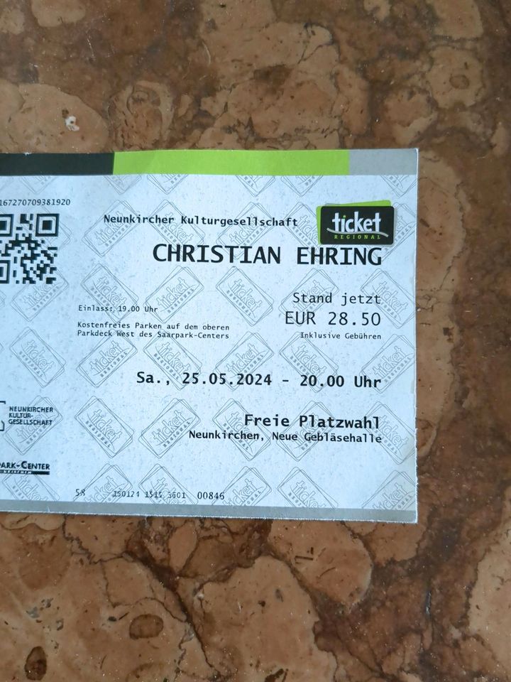 Ticket für Christian Ehring neue Gebläsehalle Neunkirchen in Merchweiler