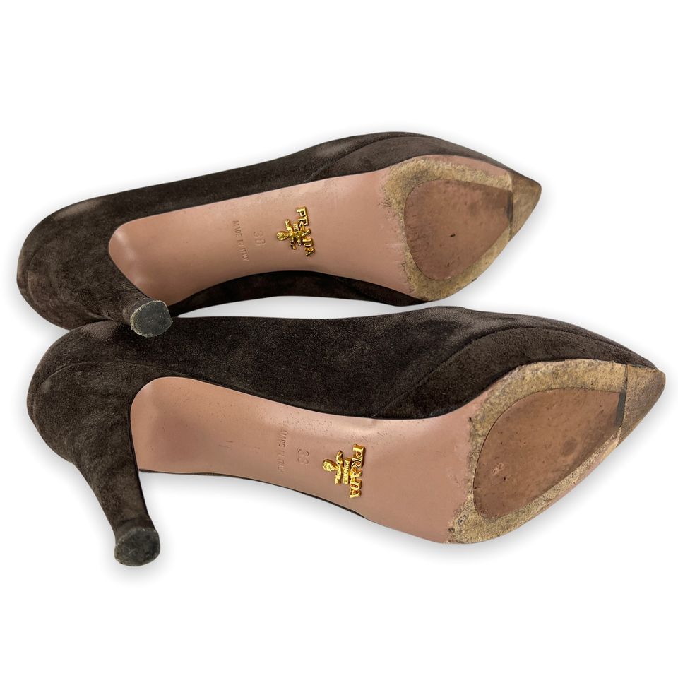 nieKeshop Prada Pumps 38 Velours Leder Plateau Suede Wildleder in Olpe