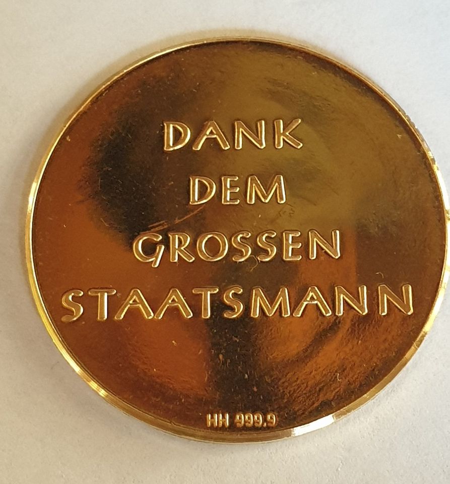 Goldmünze Konrad Adenauer - DANK DEM GROSSEM STAATSMANN in Duggendorf