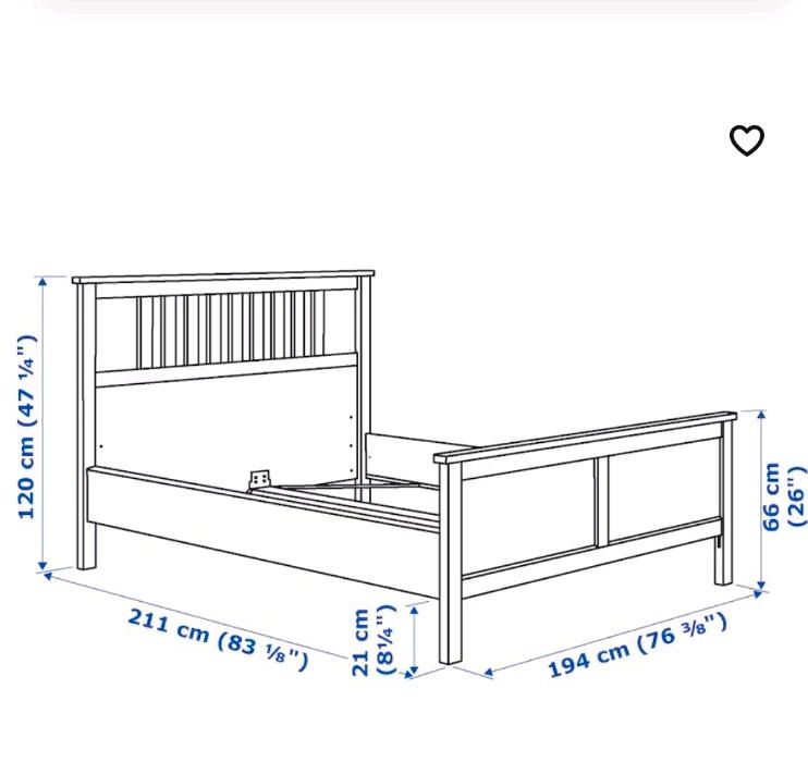 HEMNES Bettgestell,  weiß gebeizt, 1.8 x 2.0 in Kutenholz