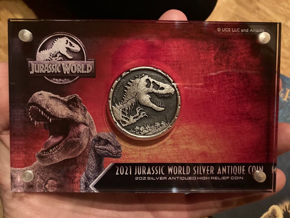 Jurassic World 2 OZ Silber Antique Finish 2021 Mintage 500 RAR in Dresden