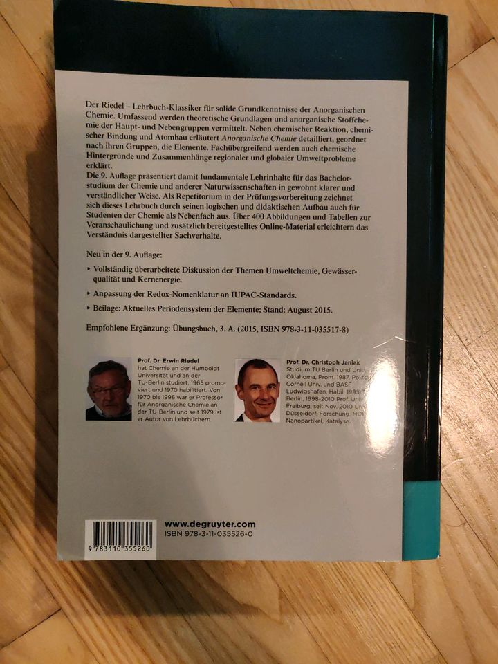 Erwin Riedel, Christoph Janiak: Anorganische Chemie 9. Auflage in Mainz