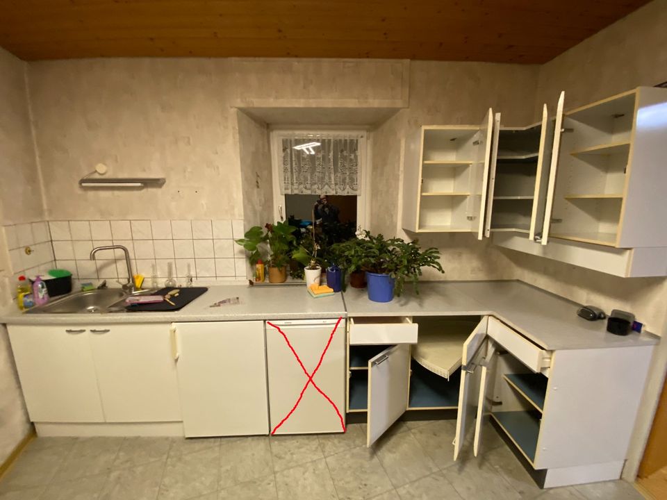 Küche mit Kühlschrank in Schwabenheim an der Selz