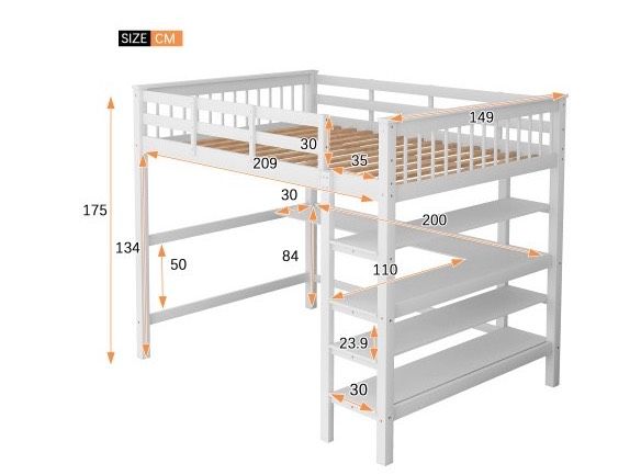 Hochbett mit Schreibtisch 140x200 Neu Bett Jugendbett Holzbett in Hamburg