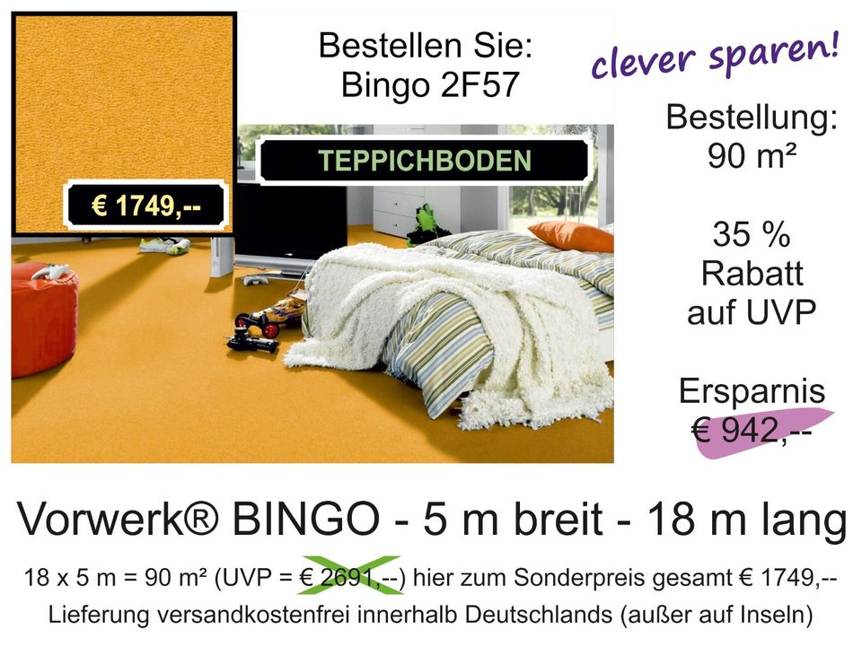 90 m² Teppichboden Vorwerk® Bingo (€ 1749,-- statt UVP € 2691,--) in Osloß