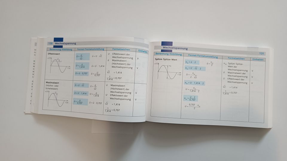 Formeln, Tabellen und Schaltzeichen für Elektroberufe in Augsburg