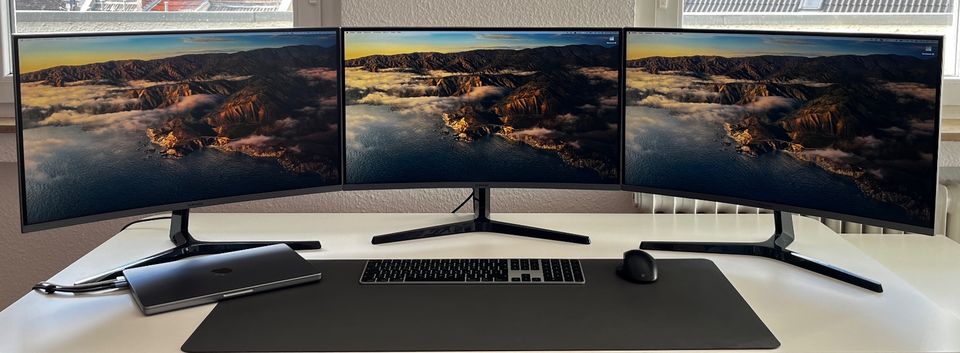 *OVP* Monitor Setup 3x Samsung 27" Curved WQHD, Splitter, Kabel in Köln