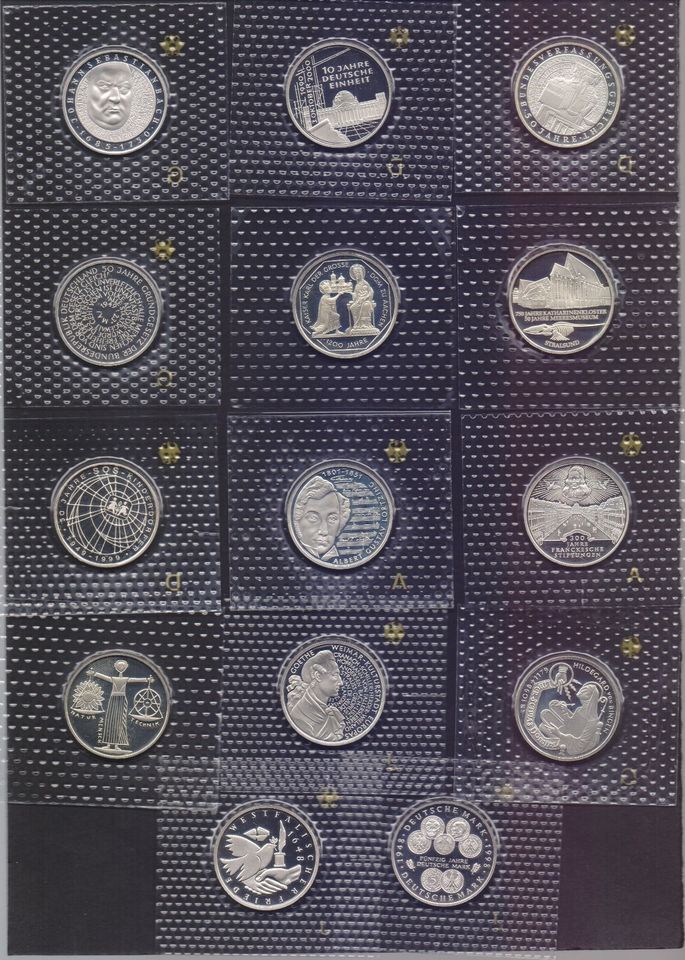 10.- DM Silbermünzen 1998 - 2001 komplett (14 Münzen) PP in Penzing