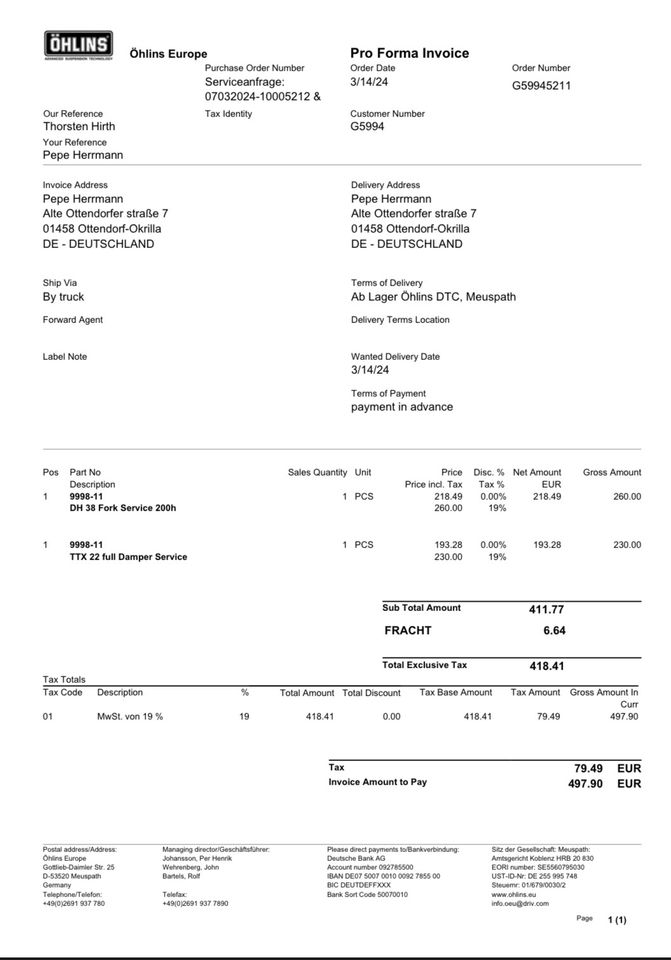 Öhlins DH38 M.1 29, in Ottendorf-Okrilla