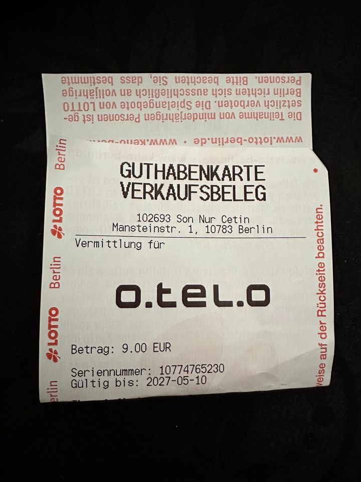 O.tel.o Guthaben 9€ in Berlin