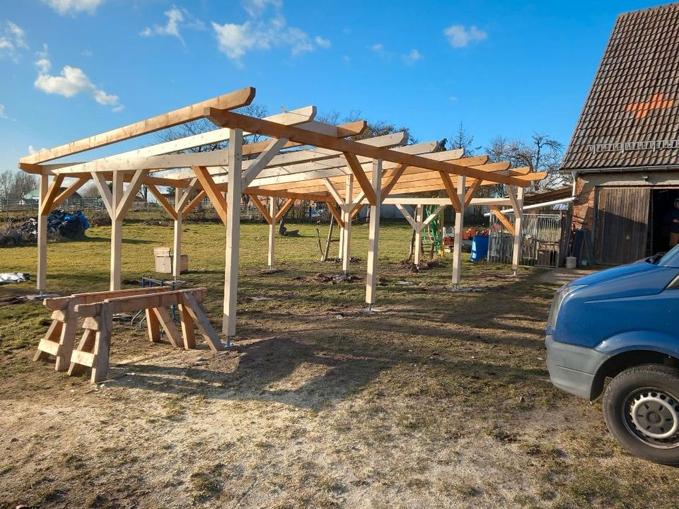Haussanierung, Holz-Trockenbau, Dachstuhl richten, Carportbau in Zootzen