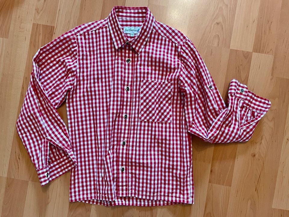 Trachtenhemd von Isar Trachten, rot weiß kariert, 140 in München