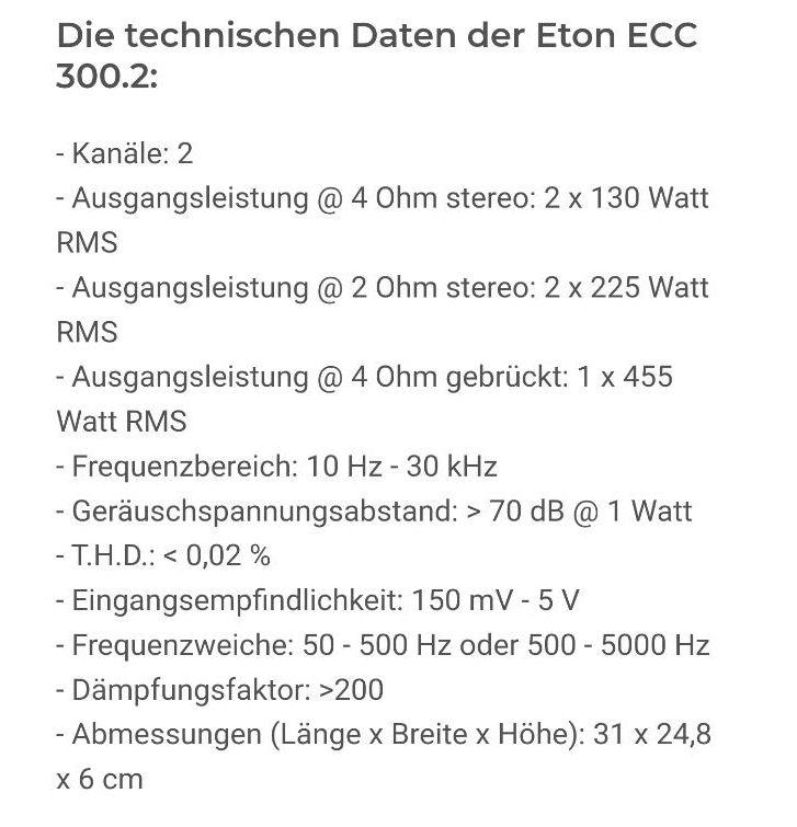 Endstufe Eton ECC 300.02 in Ohrdruf