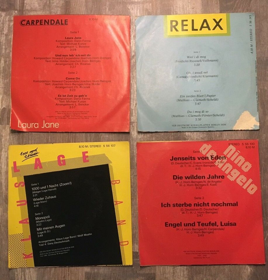 Schallplatten von Relax, Nino de Angelo, Carpendale, Klaus Lage in Gornau