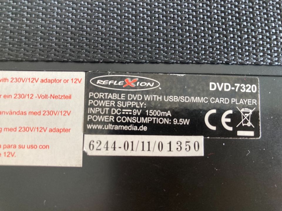 Portabler tragbar Auto DVD Player Reflexion 7320 USB SD MMC Card in Witten