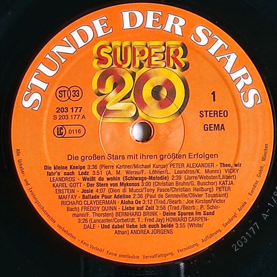 Vinyl-LP, Stunde Der Stars Super 20, Schlager-Sampler in Osnabrück