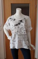 Shirt Weiß Grau Glitzerdruck * Italy Mode Brandenburg - Bernau Vorschau