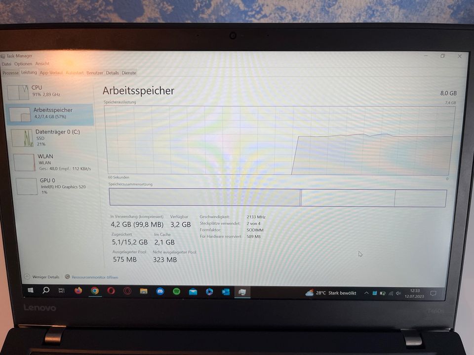 Lenovo T460s (i5-6300u, 8GB, 250GB SSD, Win10) in Esslingen