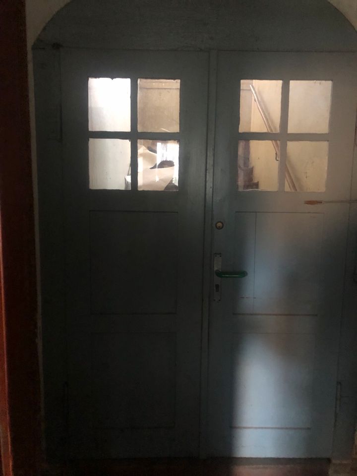 Alte Zweiflügliche Holztür antik Wohnungseingangstür in Diera-Zehren