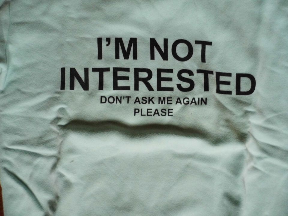 Gr. 170 türkis mint Pullover "I'm not interested" in Windeck