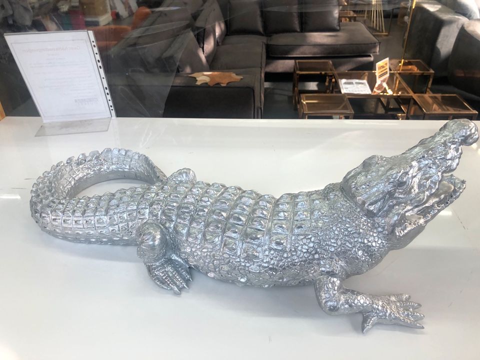 Krokodil Alligartor Figur Deko Silber Wetterfest 88 cm in Bremen