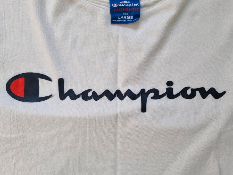 Gr. L Herren Champion Tshirt T-shirt T shirt weiß in Ravensburg