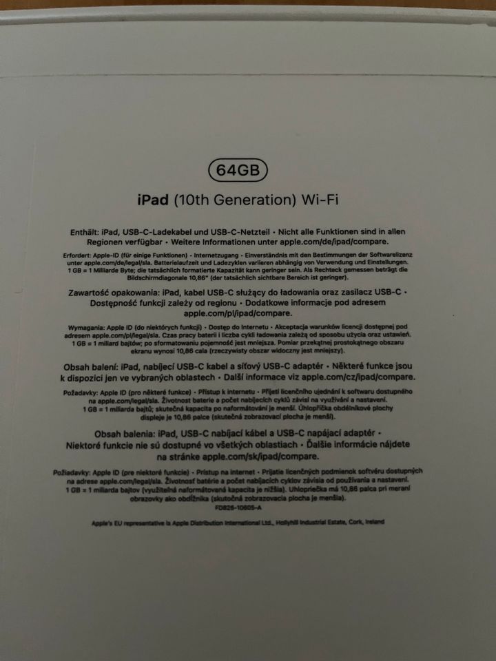 Apple I Pad 10 Generation NEU Original Versiegelt  64gb Blau in Hünfeld