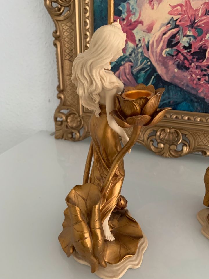 2 Frau Figur Alte Gold Kerzenhalter Kerzenständer Antike deko in Berlin