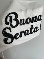 Shirt tshirt weiß Buona serata Glitzer Steine Shirt Schrift S 36 Baden-Württemberg - Ammerbuch Vorschau