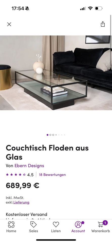 Couchtisch aus Glas in München