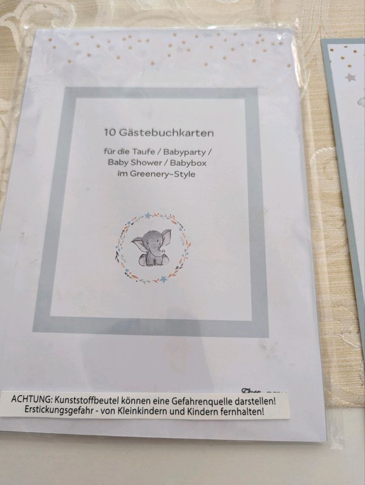 10 Gästebuch-Karten für Babyparty, Taufe Original verpackt in Ahrensbök