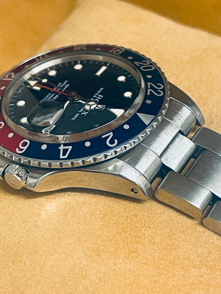 ROLEX GMT MASTER-16750-PLEXI-Box, Papers und Erstkaufbeleg-1988 in Karlsruhe