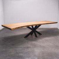 Baumstamm Esstisch 3.2m x 1.05m Nachhaltig Massivholztisch aus 1 Stück Holz Bohlentisch Baumkantentisch Baumstammkanten Wohnzimmertisch Holztisch Design Tisch Stahlbeine Edelstahl Tischbeine Nordrhein-Westfalen - Ochtrup Vorschau