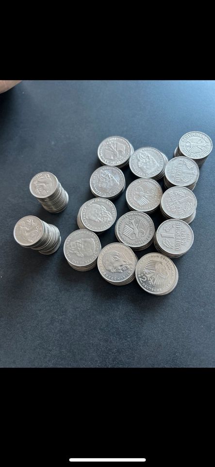 149DM Konvolut DM Münzen 1DM 2 DM 50Pfennig in Nettetal