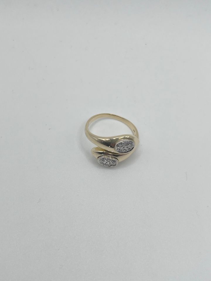 Ring 585 Goldring Gelbgold mit Diamanten mit Weiß Gold 14 Karat in Loxstedt